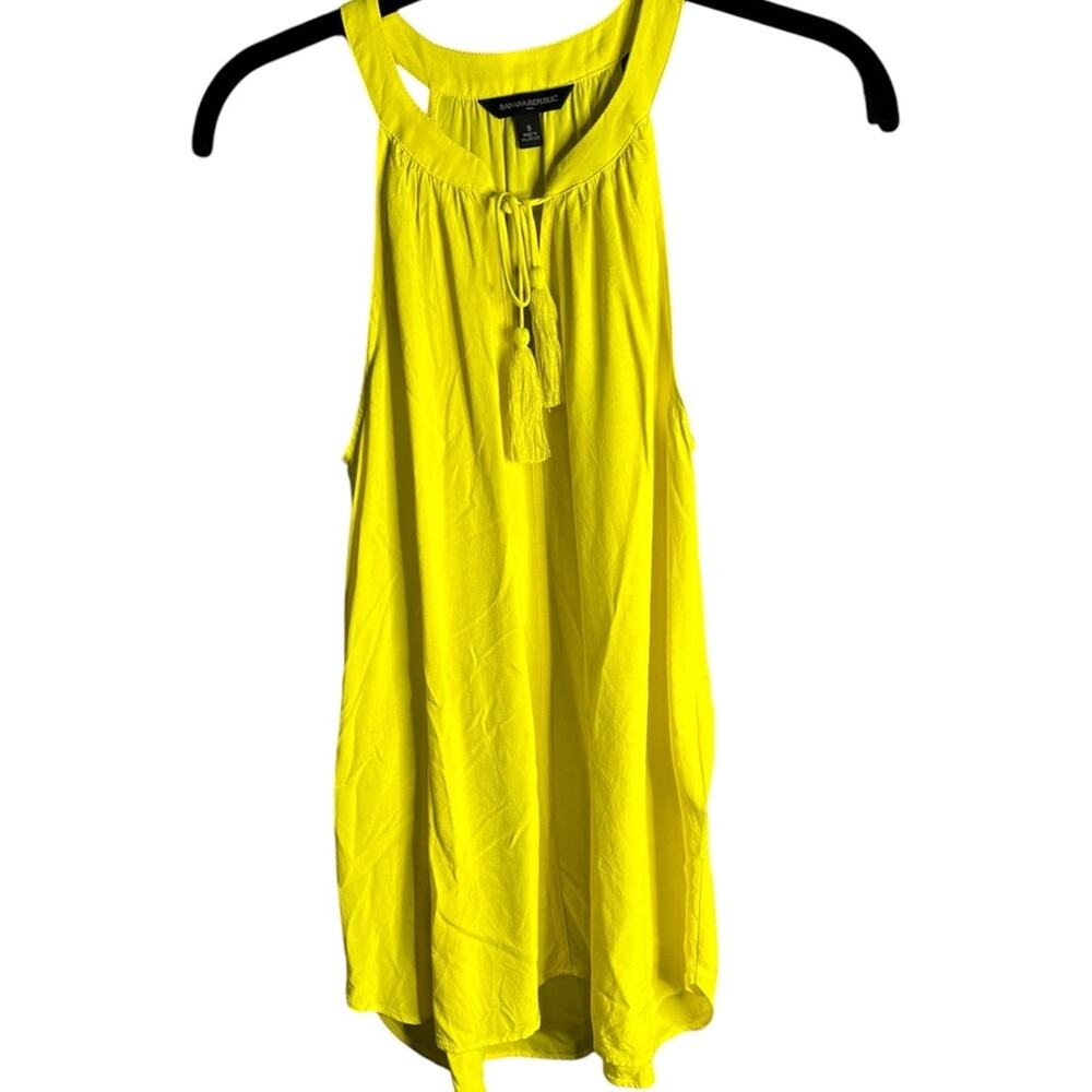 Banana Republic Bright Yellow Halter Neck Blouse Tassels Small